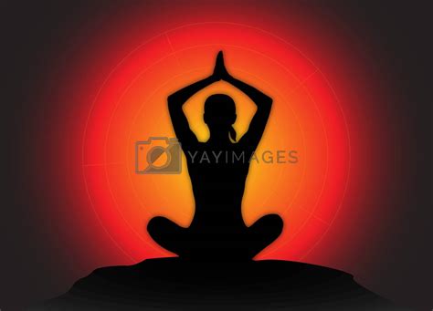 Royalty Free Vector Yoga Arms Overhead Lotus Pose Sun Background By