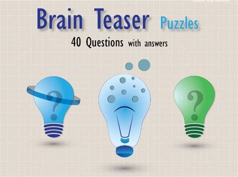 Brain Teaser Questions With Answers For Students Puzzles Teaching