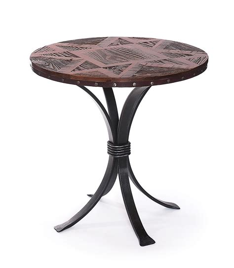 Reclaimed Wood Small Round End Table Buffalo Collection
