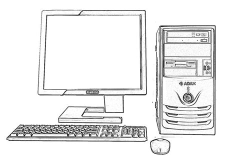 Desktop Computer Technology Sketch Image Sketch