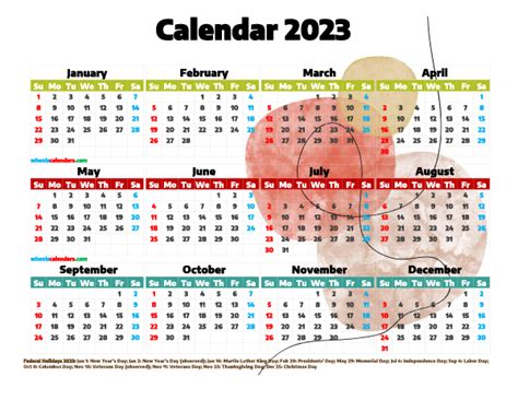 Free 2023 Printable Yearly Calendar Premium Template 2662