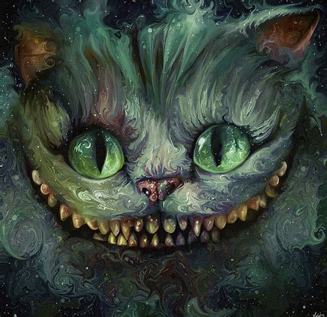 Cheshire cat, tim burton, alice, wonderland, movie, 2010, painting, manipulation, animal, fur, hair, eyes, blue, turqouise, mad hatter, rabbit, michael kutsche, concept, art, blue, night, dark, smile, grin, teeth, tooth, cute, scary, lewis carroll, caterp… Fan art - Cheshire Cat - Alice in Wonderland (2010) Photo ...