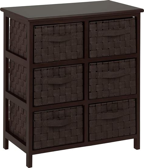 Honey Can Do Home Storage Woven Strap 6 Drawer Chest Blk