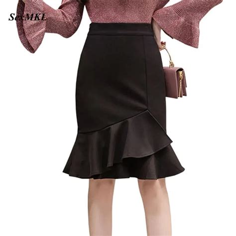 Sexmkl Faldas Mujer Moda 2023 Spring Summer Skirts Womens High Waist Ruffles Black Skirt Red