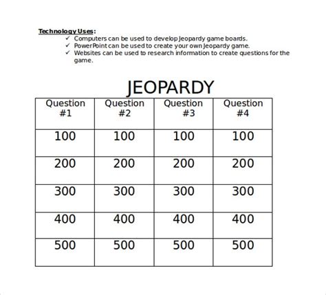 13 Microsoft Word Jeopardy Templates Download