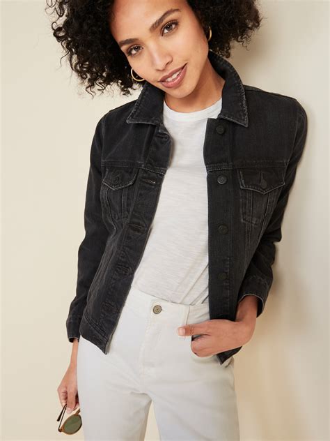 Distressed Black Jean Jacket For Women Old Navy