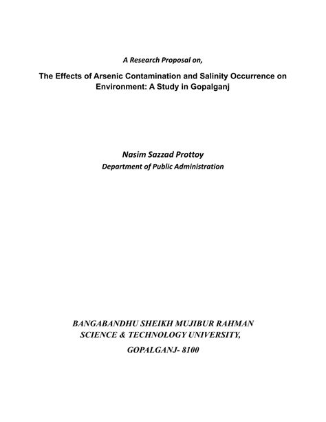 Pdf The Effects Of Arsenic Contamination And Salinity A Study In