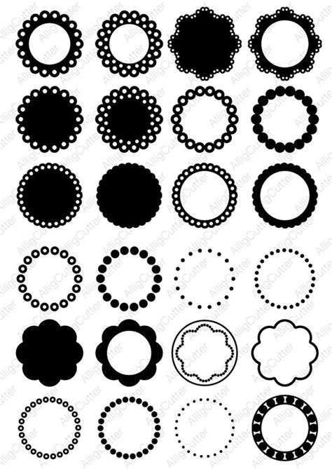 Circle Dot Scallop Monogram Frames Svg Dxf Png Eps Cut Files Etsy