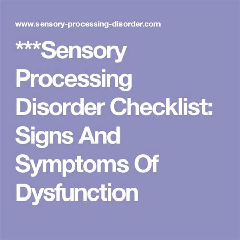Sensory Processing Disorder Checklist Sensory Processing Disorder
