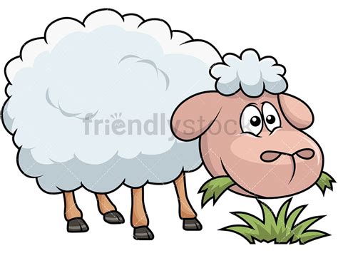 Happy Sheep Eating Grass Cartoon Vector Clipart Friendlystock