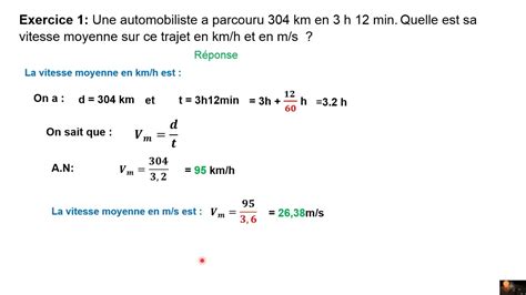 Exercices Calcul De La Vitesse La Distance La Durée Youtube