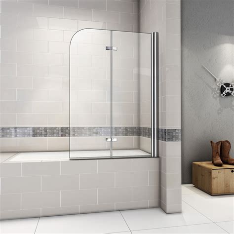 1000x1400mm 180 Hinge 2 Fold Bath Shower Screen Door Panel Tempered