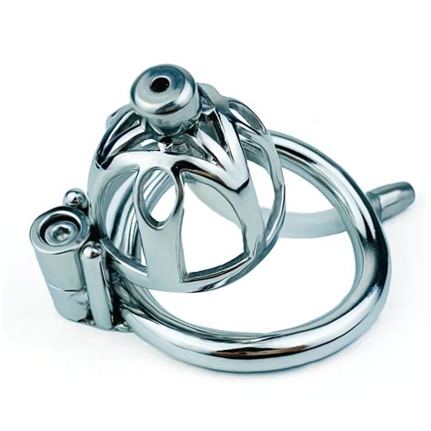 Faak Stainless Steel Metal Chastity Device With Urinary Catheter Penis Ring Bdsm Cock Cage Sex