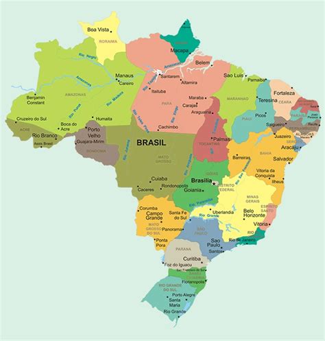 Mapa Político De Brasil Con Ciudades