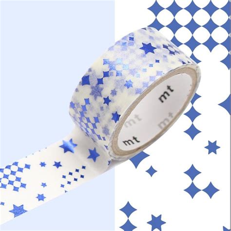 washi metallic blue stars fab mt masking tape ruban de masquage papier de riz