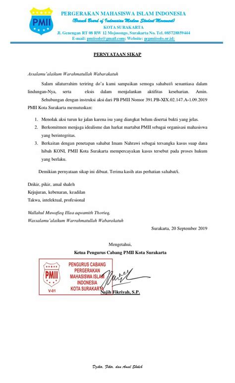 Contoh Surat Keterangan Aktif Organisasi Pmii Banyak Dicari