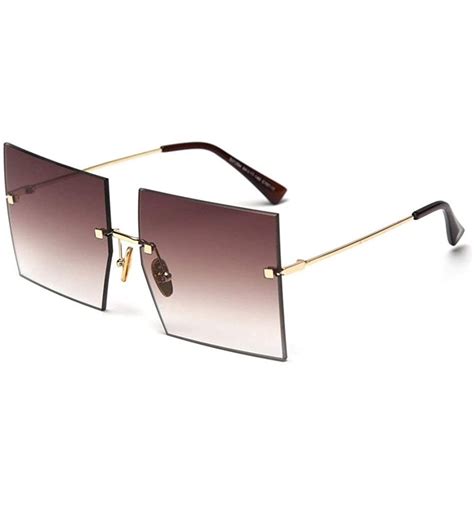 2019 new fashion rimless oversized square sunglasses women sunshade glasses uv protection