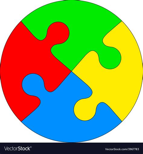 Jigsaw Puzzle In The Form Of A Colored Circle Vector Image