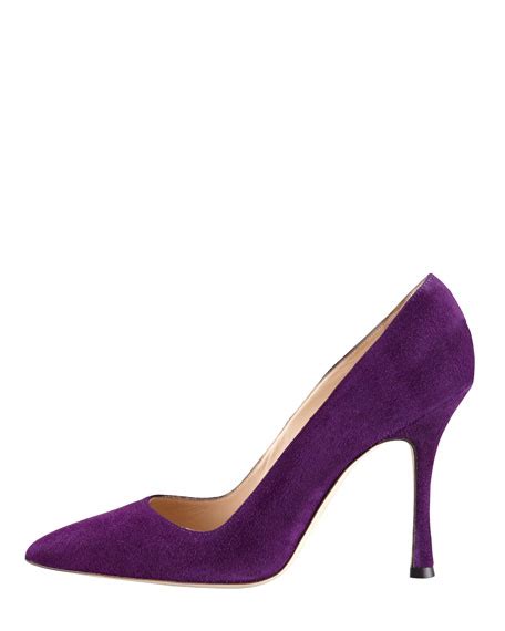 Manolo Blahnik Bb Suede Pointed Toe Pump Purple