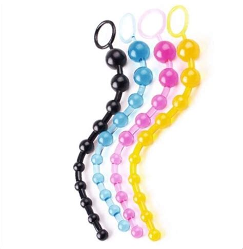 Anal Massage Plug Sex Toys Anal Butt Beads Plug Colorful Jelly Pull Chain Anal Beads Sex Toy