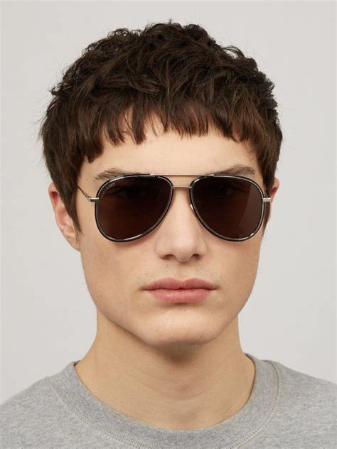 Saint Laurent Aviator Metal Sunglasses Black Aviator Sunglasses Saint Laurent Menswear Metal