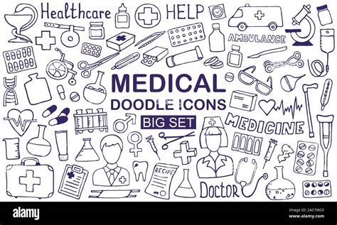 The Cutest Doodle Medicine Icon Set For Your Design Hand Drawn Health