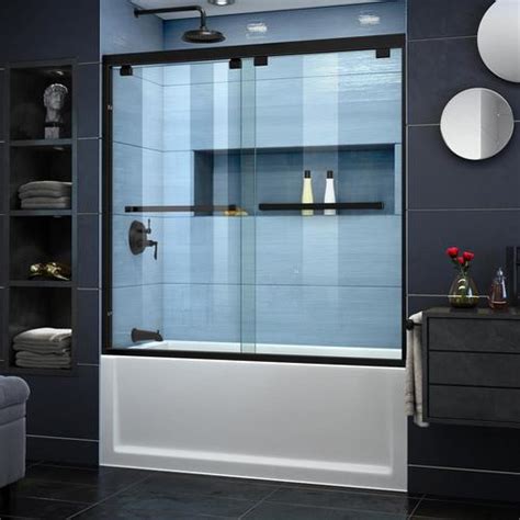Frameless shower doors are great if you want a sleek, modern look, and they can help to make a small bathroom feel larger. DreamLine Encore 58-in H x 56-in to 60-in W Semi-Frameless ...