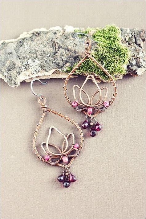 Wire Flowers Wire Jewelry Earrings Wire Wrapped Jewelry Beaded Jewelry