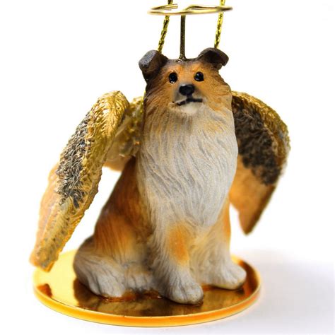 Collie Dog Figurine Ornament Angel Statue Hand Painted Sable Ebay