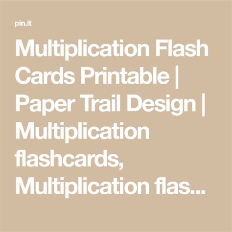 Multiplication Flash Cards Printable Paper Trail Design