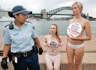 Angels Nude Sydney Harbor To Protest Spain Bullfight