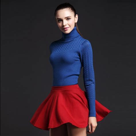 Autumn And Winter Long Sleeve Tight Woman Sweater Turtleneck
