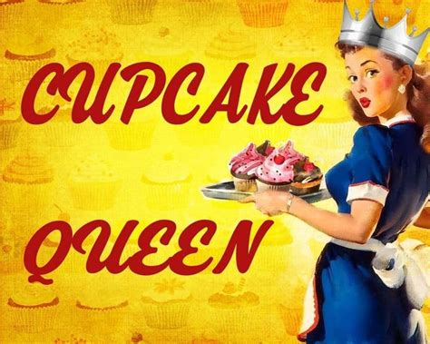 Cupcake Queen Pin Up Girl Retro Metal Wall Sign Etsy