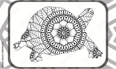 Drawing Zentangle Turtle For Coloring Page Shirt Design Effect Logo