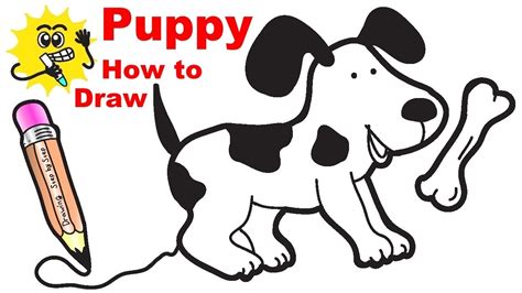 How To Draw A Cute Puppy With A Bone Easy Draw Dog Cartoon Youtube