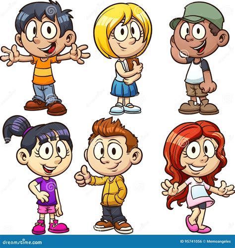 Cartoon Kids Stock Vector Illustration Of Separate Ethnic 95741056