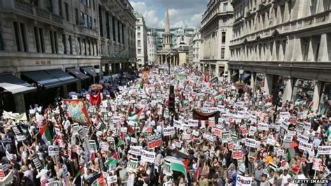 Tens Of Thousands Of Protesters March In London For Gaza Bbc News