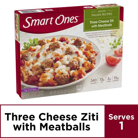 Smart Ones Three Cheese Ziti With Meatballs Frozen Meal 9 Oz Box