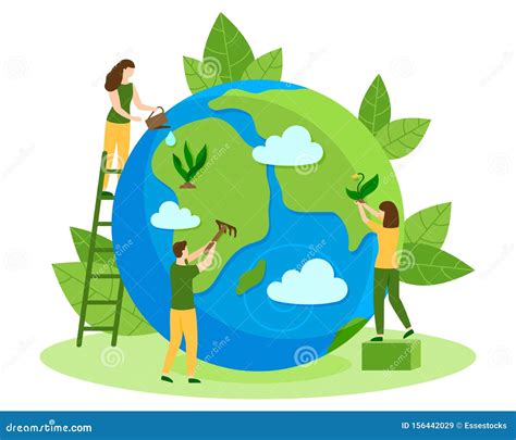Protect Nature Earth Day Flat Vector Illustration Stock Vector