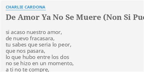 De Amor Ya No Se Muere Non Si Puo Morire Dentro Lyrics By Charlie