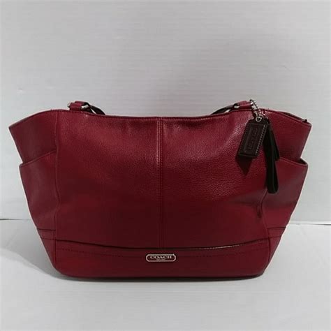 Coach Bags Coach Carrie Park Red Pebble Leather Tote Shoulder Bag