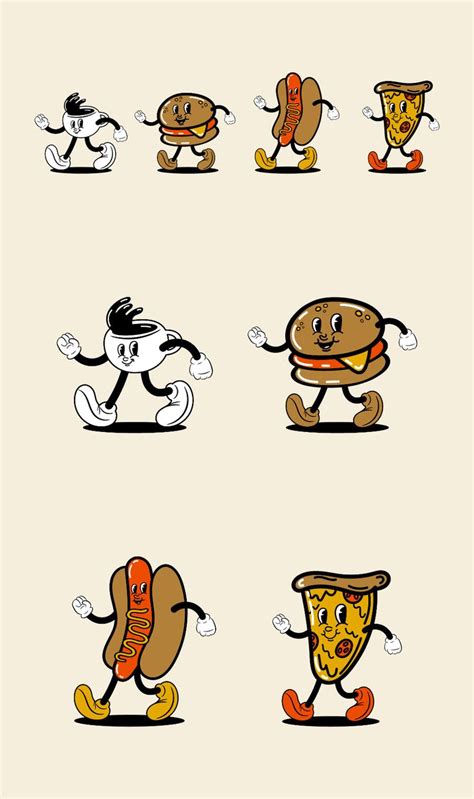 Retro Mascots Illustration Food Mascots Characters On Behance Retro