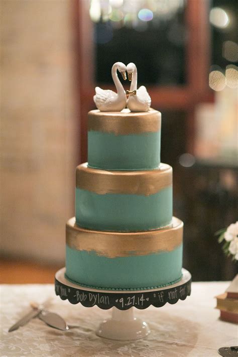Gold Brushed Turquoise Wedding Cake Turquoise Wedding Cake Elegant