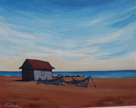 Beaches Hut Painting By Edward Abela Fine Art America
