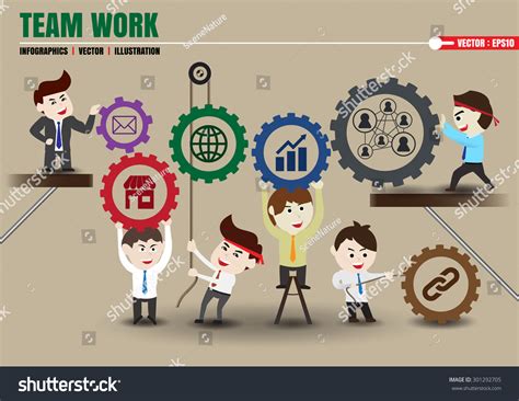 Components Teamwork Leading Successful Business Template Stock Vector