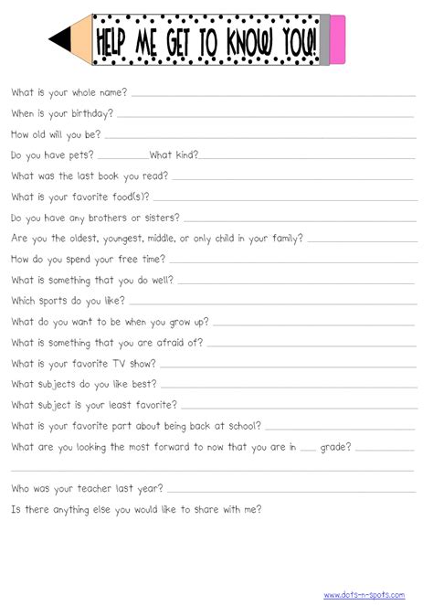 10 Best Images Of Teachers Worksheet About Yourself All About Me