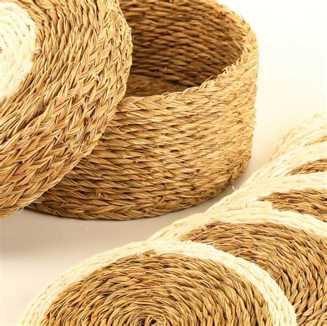White And Natural Woven Coasters: Set Of Six By The Basket Room | notonthehighstreet.com