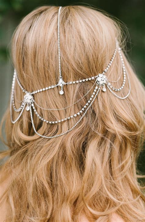 Madeline Floral Crystal Hair Chain Hair Chains Hair Chain Jewelry