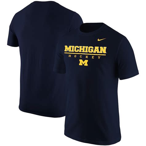Nike Michigan Wolverines Navy Center Line Hockey T Shirt