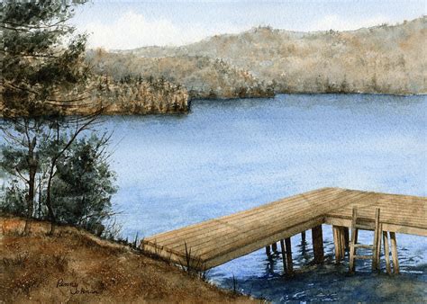 Dock On The Lake Painting By Penny Johnson Pixels